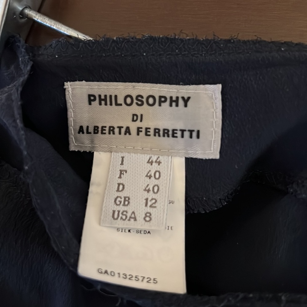 Alberta Ferretti 100% silk navy blue silk skirt - Picture 4 of 5